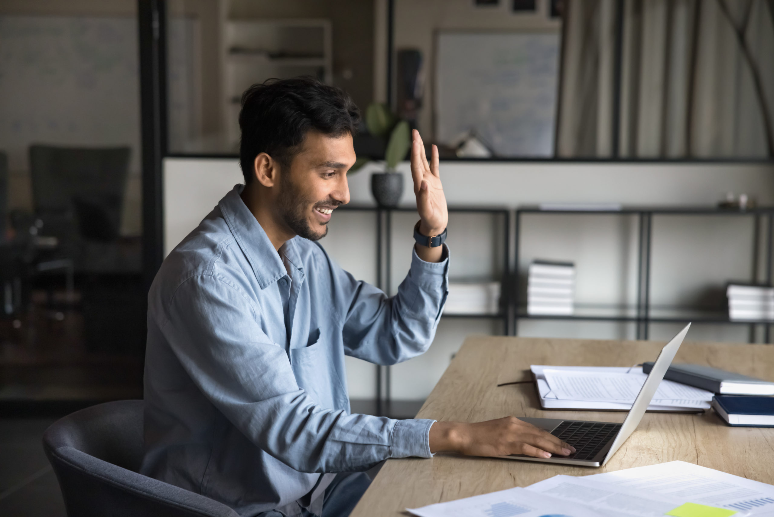 Indian businessman engaged in virtual communication